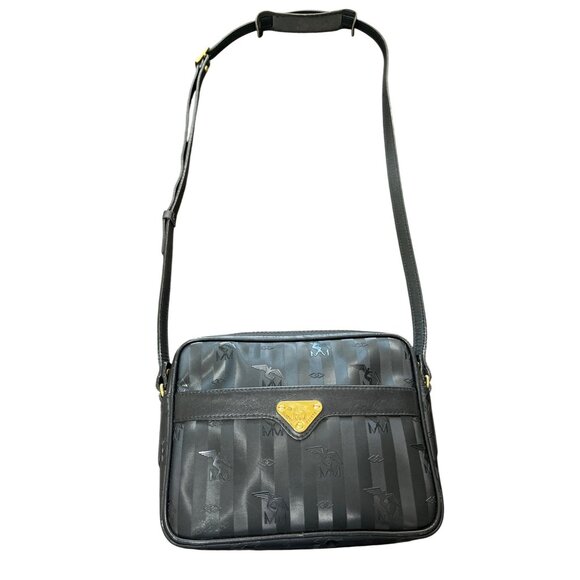 Maison Mollerus Handbags - Maison Mollerus MM SUISSE Black Shoulder Bag With Logo Pattern Crossbody